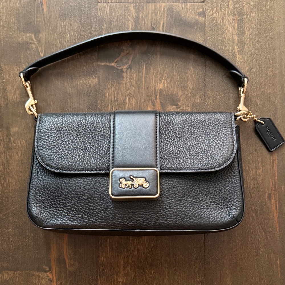 Coach Black Pebbled Leather Shoulder Bag